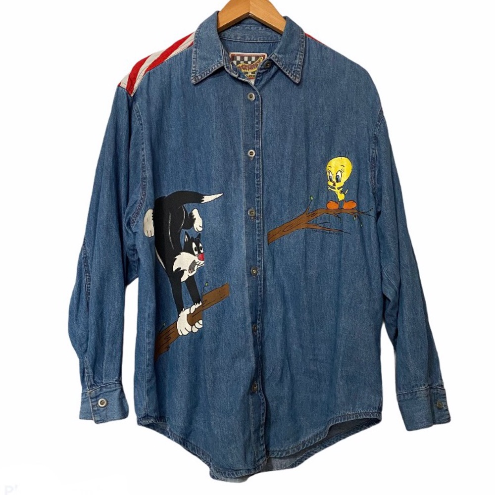 Vintage Stickshift Warner Bros Tweety Button Up